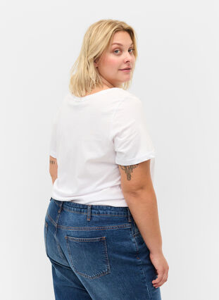 Lyhythihainen puuvillainen t-paita painatuksella, Bright White LOVE, Model image number 1