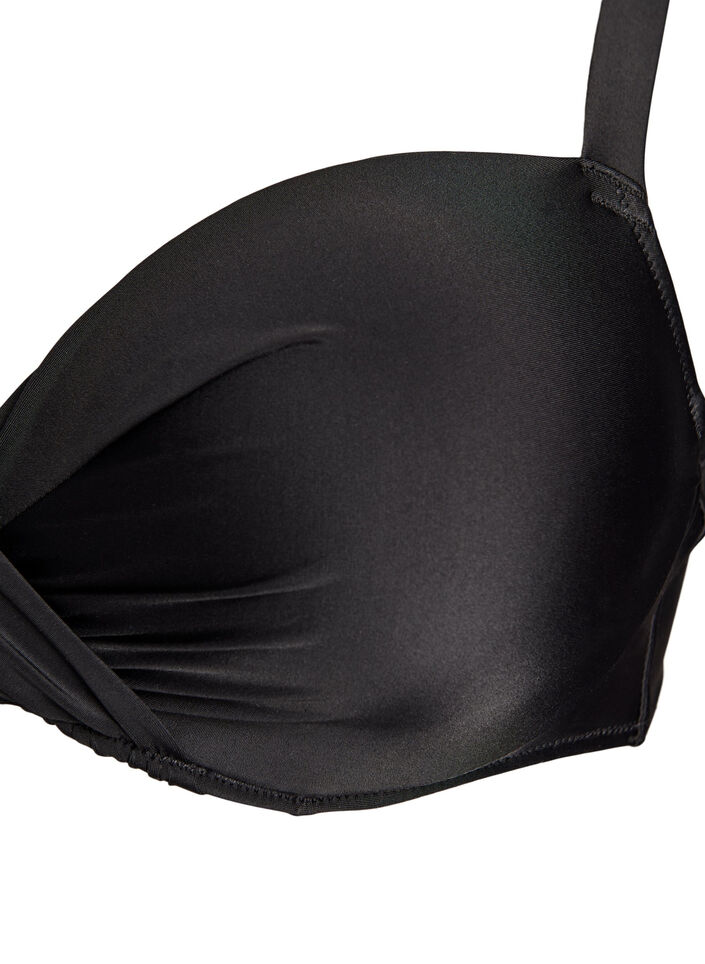 Kaarituelliset bikiniliivit rypytyksell&auml;, Musta, Packshot image number 2