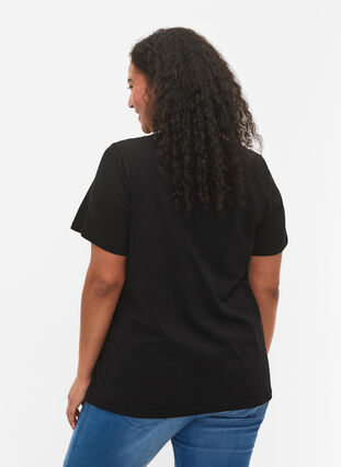 Puuvillainen t-paita kimaltavalla printillä, Black Shimmer Face, Model image number 1