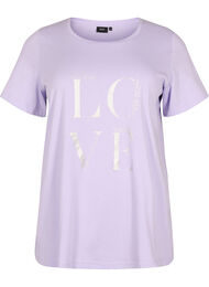 Lyhythihainen puuvillainen t-paita printillä, Lavender W. Love