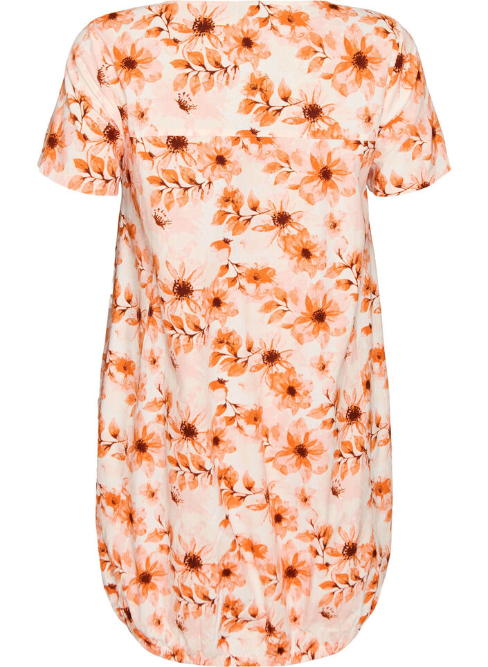 Lyhythihainen painokuvioitu puuvillamekko, Oranssi, Packshot image number 1