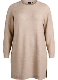 Lyhyt neulemekko strassikivillä, Beige