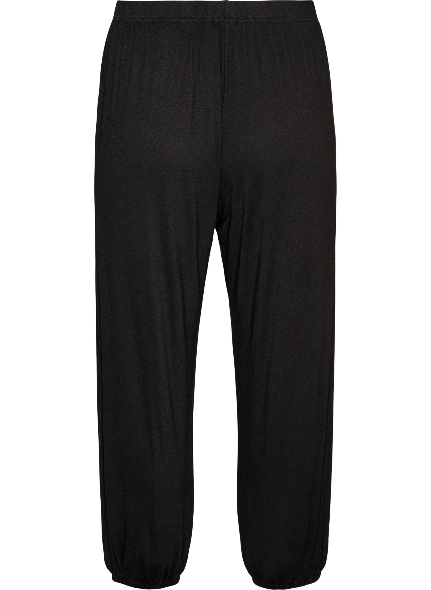 ZizziRennot pyjamahousut viskoosista, joustavalla vy&ouml;t&auml;r&ouml;ll&auml;, Musta, Packshot image number 1