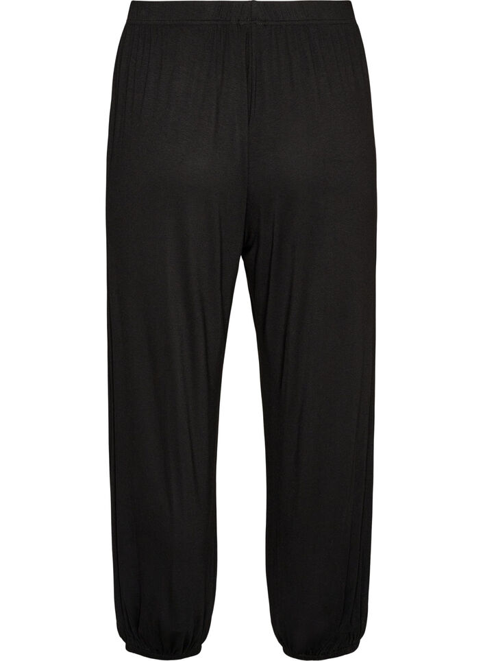 Rennot pyjamahousut viskoosista, joustavalla vy&ouml;t&auml;r&ouml;ll&auml;, Musta, Packshot image number 1
