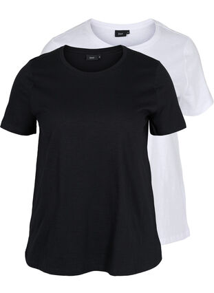 2 perus t-paitaa puuvillasta, Black/B White, Packshot image number 0
