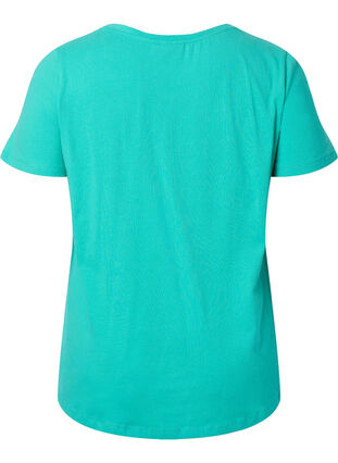 Yksivärinen perus t-paita puuvillasta, Aqua Green, Packshot image number 1