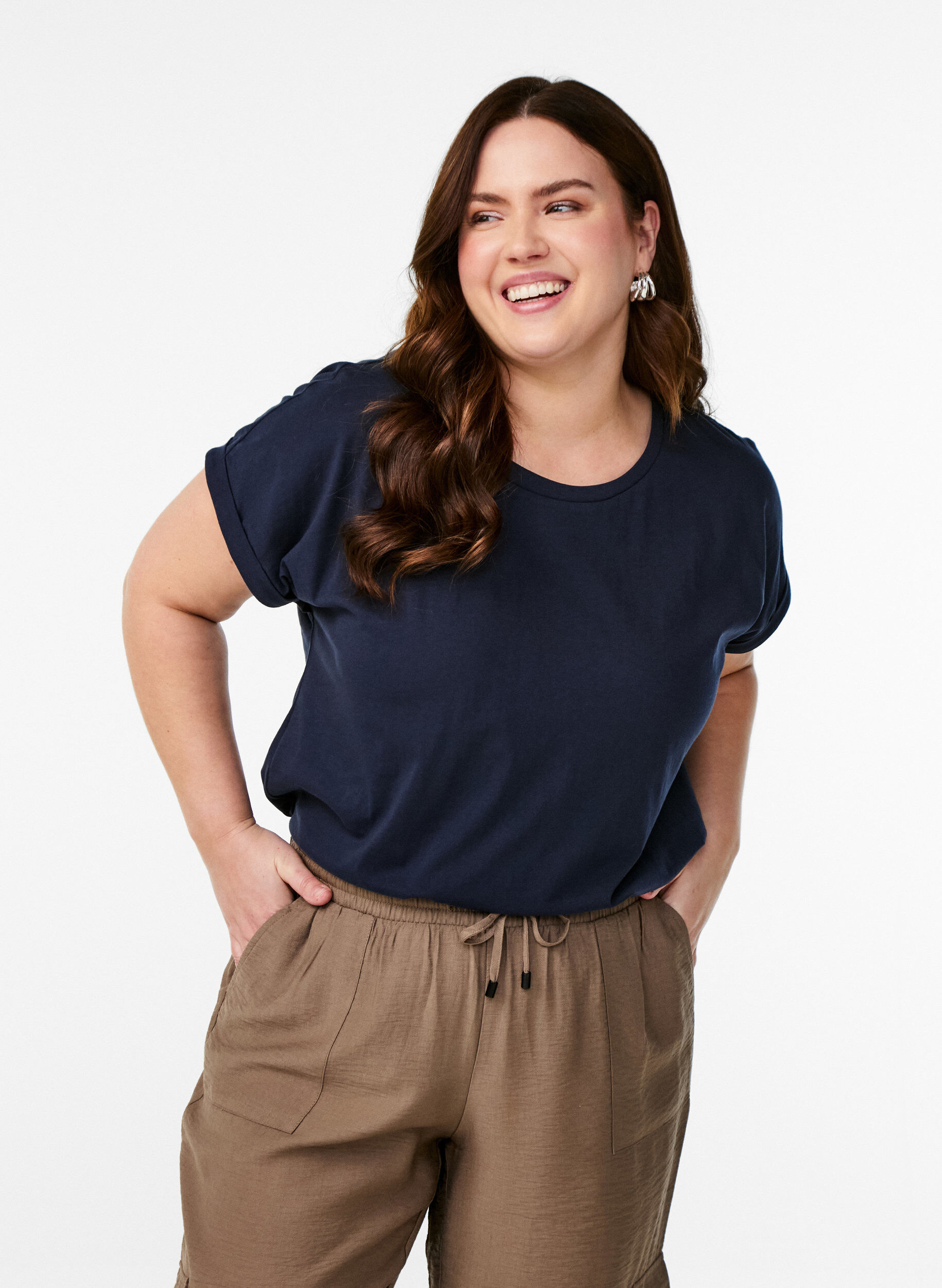 Lyhythihainen t-paita puuvillasekoitteesta, Sininen, Model