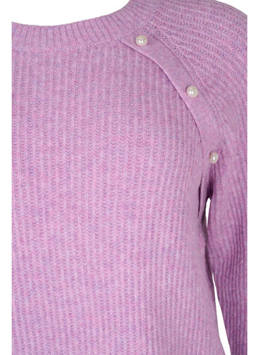Meleerattu neulepaita helminapeilla, Purple Mel., Packshot image number 2