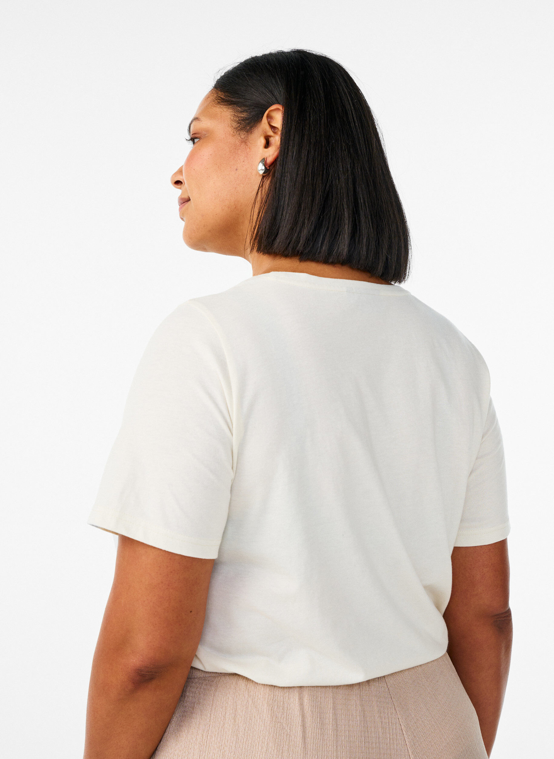 Zizzi T-paita printill&auml;, Vanilja, Model image number 2