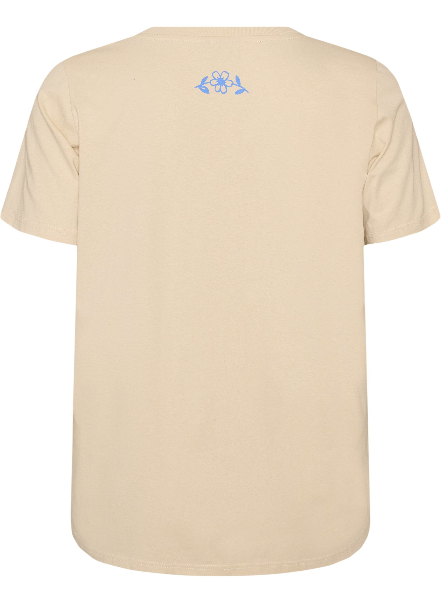 ZizziPuuvillainen T-paita printill&auml;, Beige, Packshot image number 1