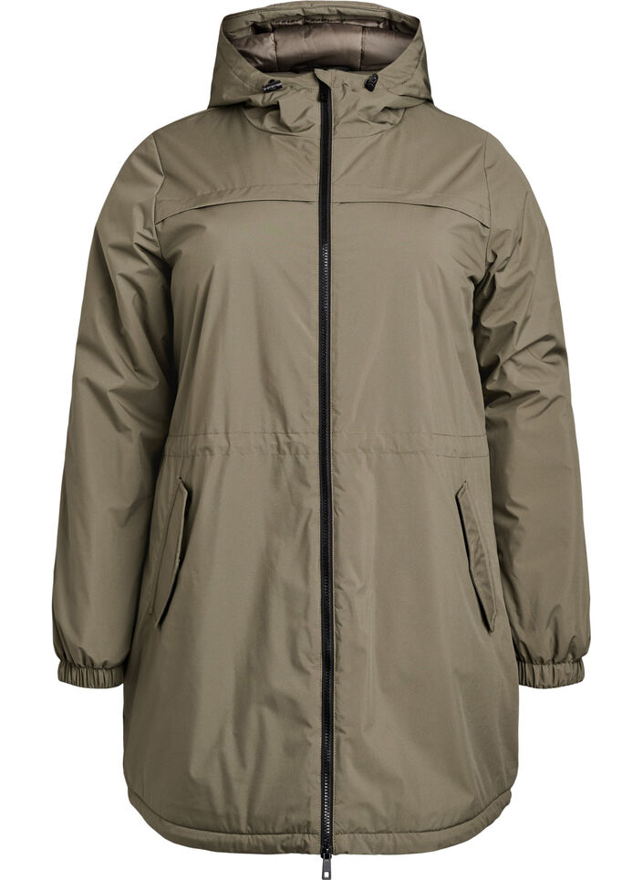 Kevyt topattu parka hupulla, Vihre&auml;, Packshot image number 0