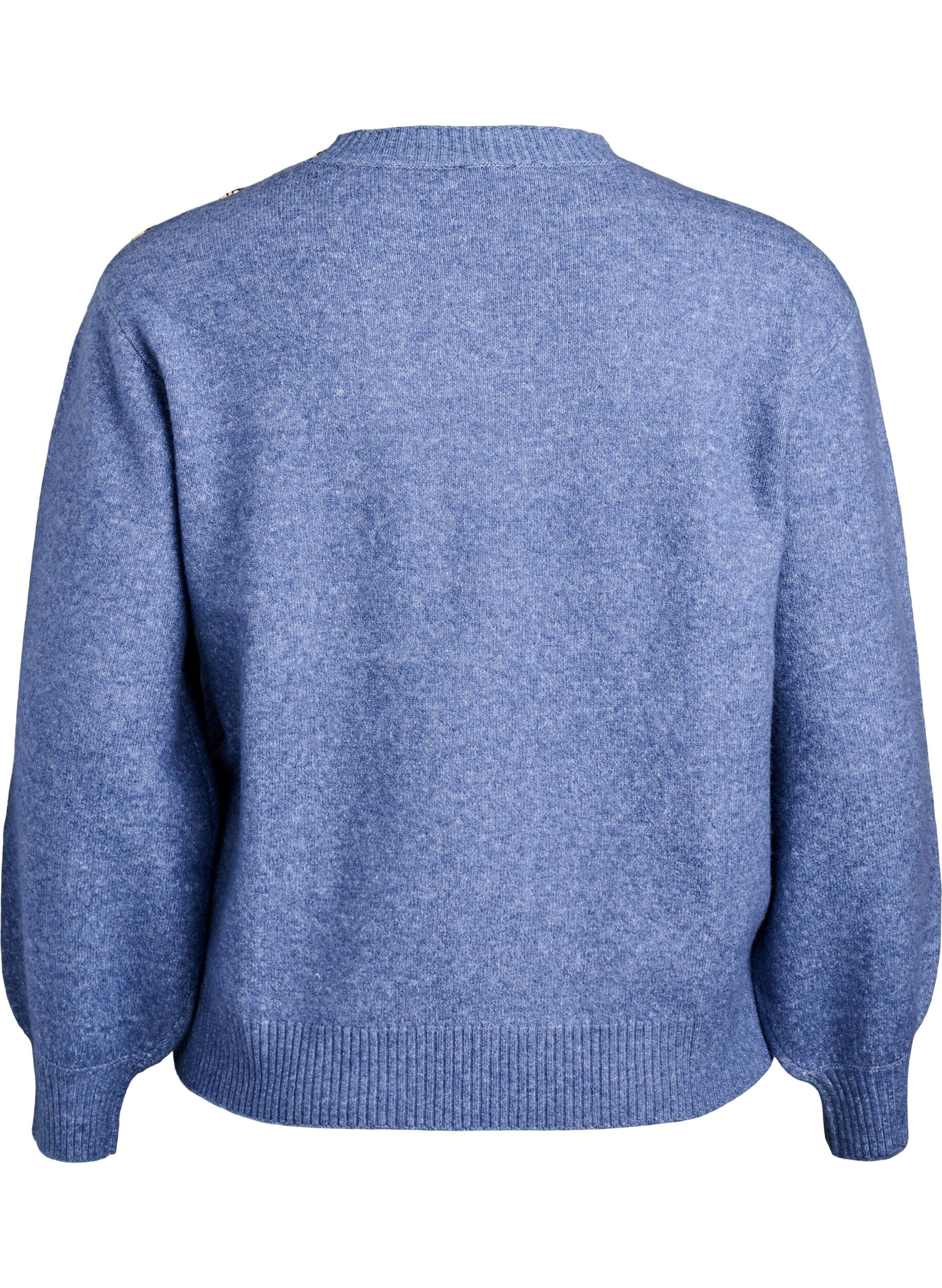 ZizziNeulepusero nappiyksityiskohdalla, Sininen, Packshot image number 1
