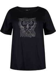 Ekologisesta puuvillasta valmistettu t-paita niiteillä, Black Owl