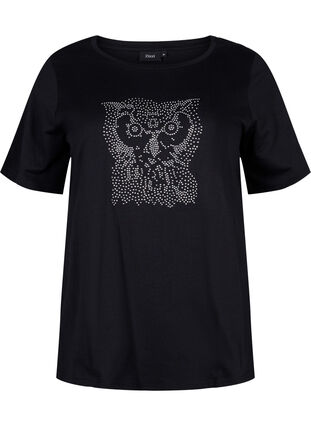 Ekologisesta puuvillasta valmistettu t-paita niiteillä, Black Owl, Packshot image number 0