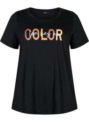 T-paita puuvillasta kuosilla , Black COLOR, Packshot image number 0