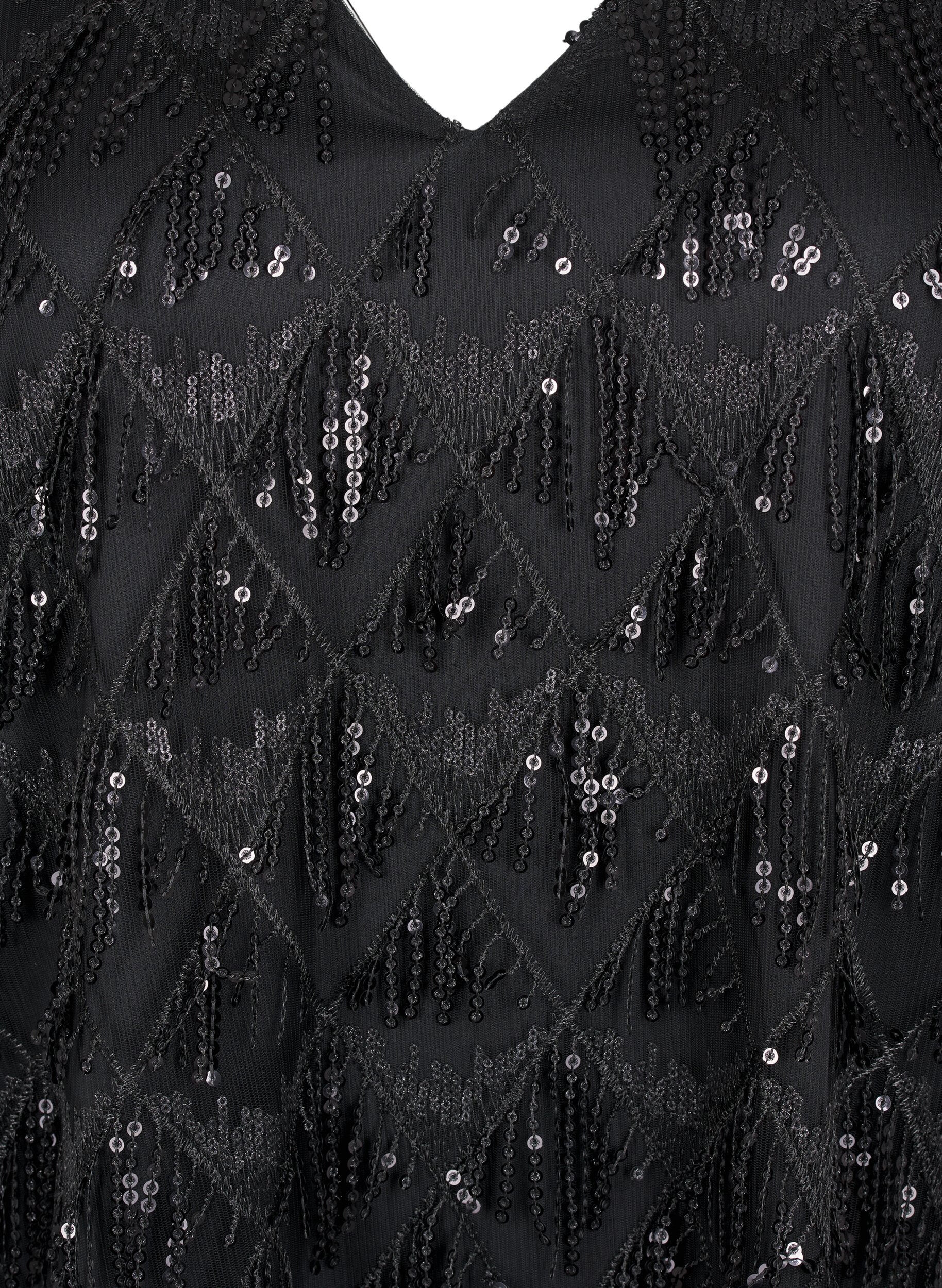 Zizzi Juhlava pusero paljettihapsuilla ja 3/4-hihoilla, Black, Packshot image number 2