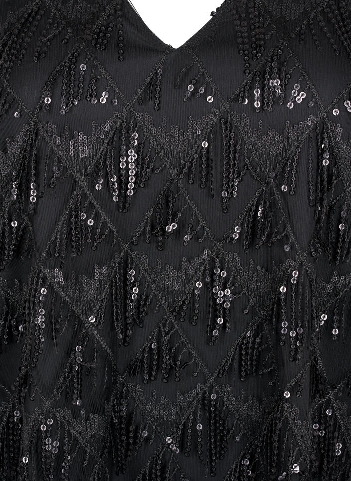 Juhlava pusero paljettihapsuilla ja 3/4-hihoilla, Black, Packshot image number 2
