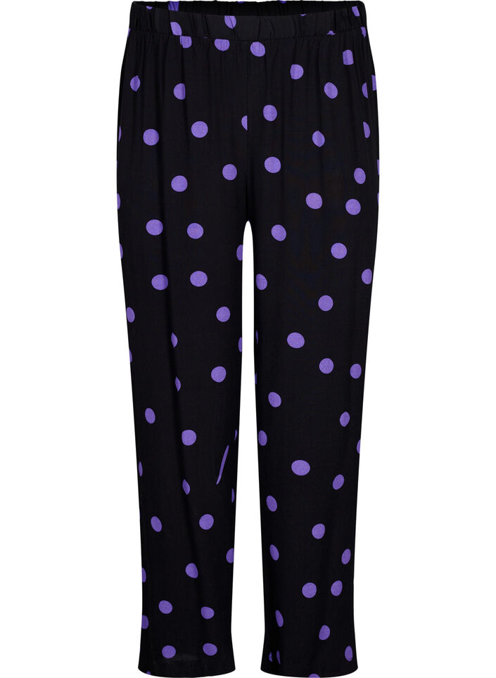 Pilkulliset viskoosihousut, Black w. Purple Dot, Packshot image number 0