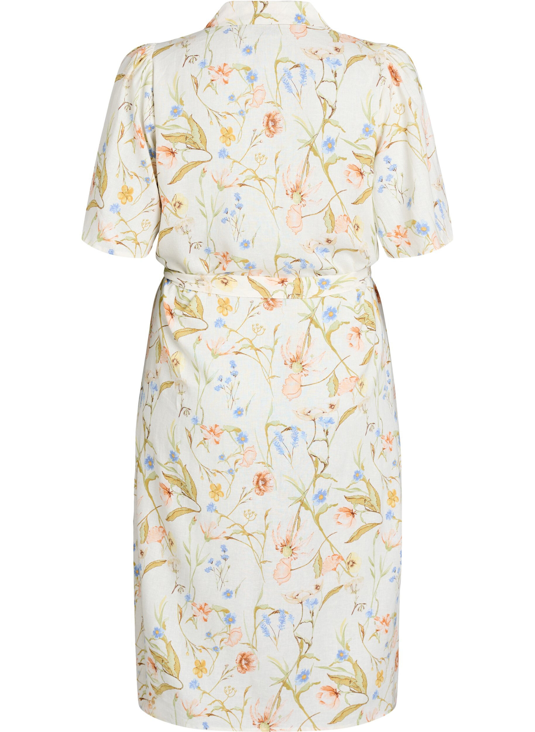 Zizzi Paitamekko pellava- ja viskoosisekoitteesta vy&ouml;ll&auml;, Vanilja, Packshot image number 1