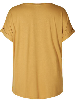 T-paita viskoosiseoksesta pyöreällä pääntiellä, Honey Mustard , Packshot image number 1