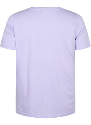 Puuvillainen t-paita pyöreällä pääntiellä ja painatuksella, Lavender FACE, Packshot image number 1