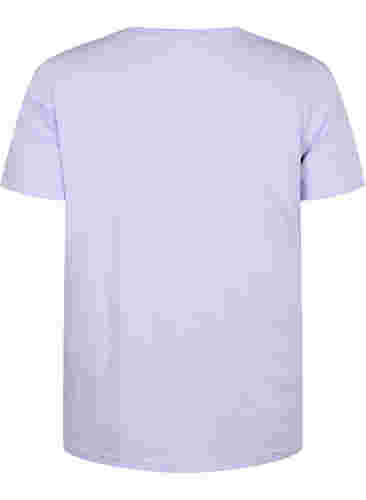 Puuvillainen t-paita pyöreällä pääntiellä ja painatuksella, Lavender FACE, Packshot image number 1