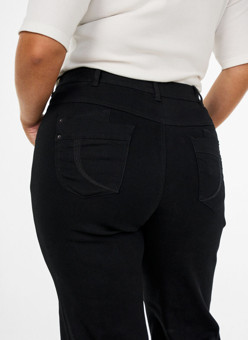 Regular fit Gemma -farkut korkealla vy&ouml;t&auml;r&ouml;ll&auml;, Musta, Model image number 2