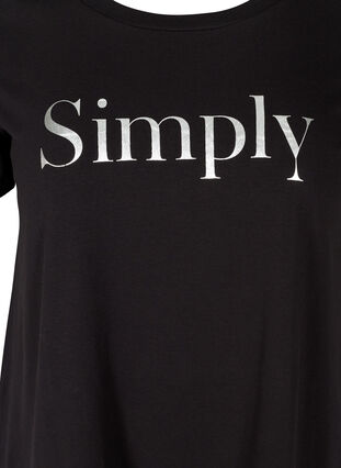 Lyhythihainen puuvillainen t-paita painatuksella, Black SIMPLY, Packshot image number 2
