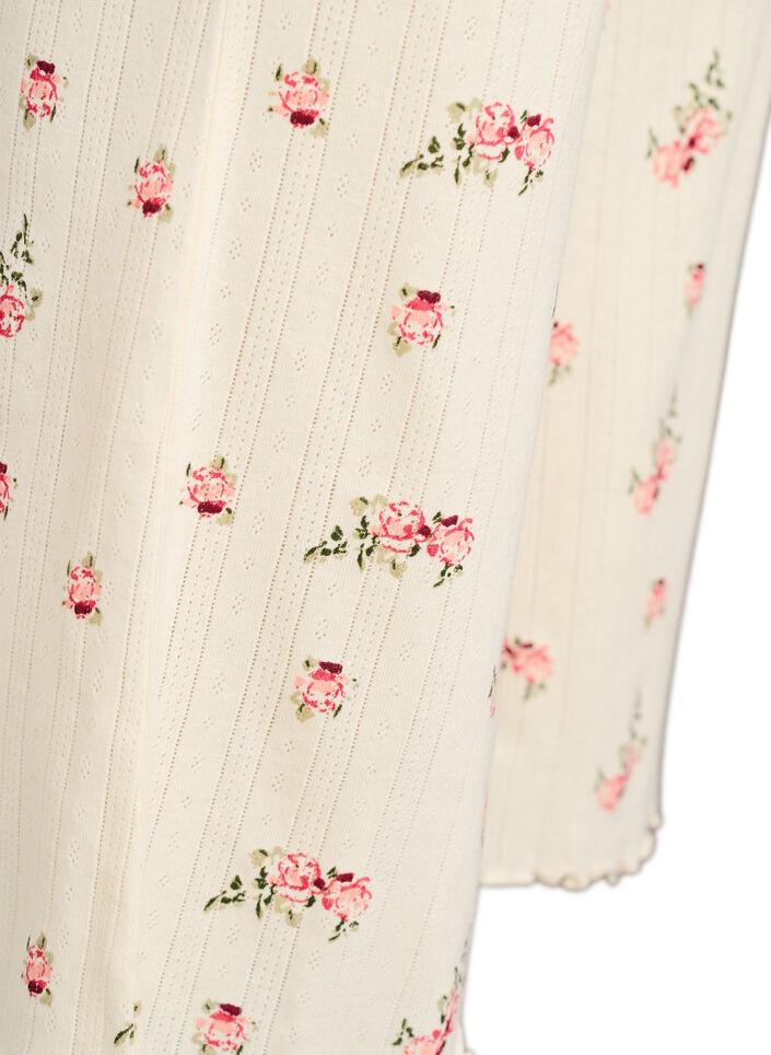 Luomupuuvillaiset pyjamahousut strukturoidulla kuviolla, Vanilja, Packshot image number 2