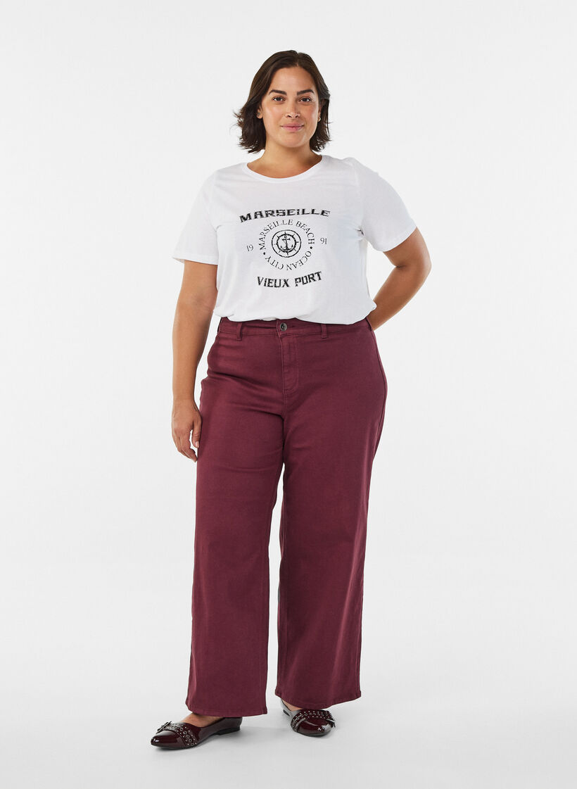 T-paita printill&auml;, Valkoinen, Model image number 1