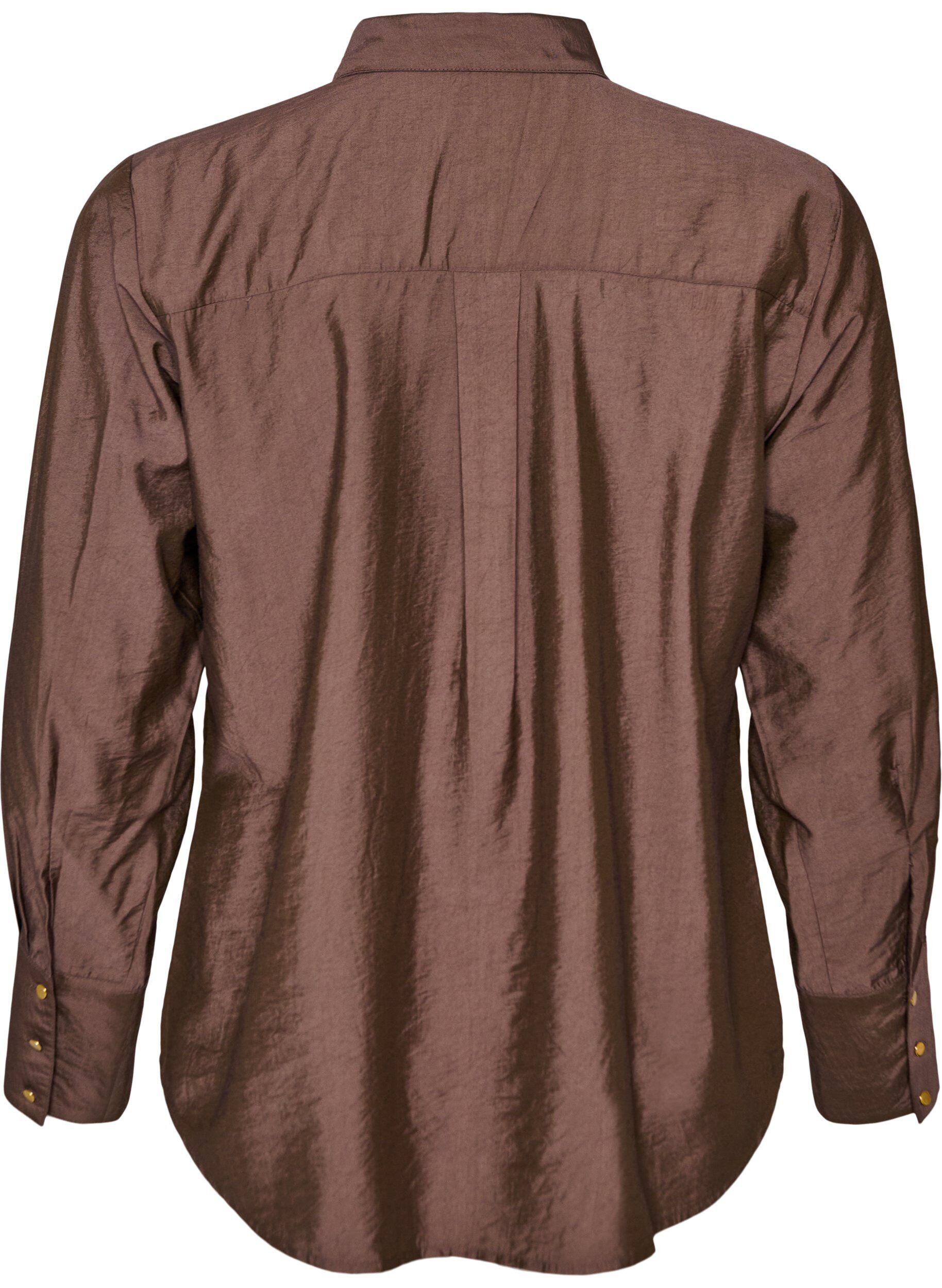 ZizziViskoosipaita kultaisilla napeilla, Ruskea, Packshot image number 1