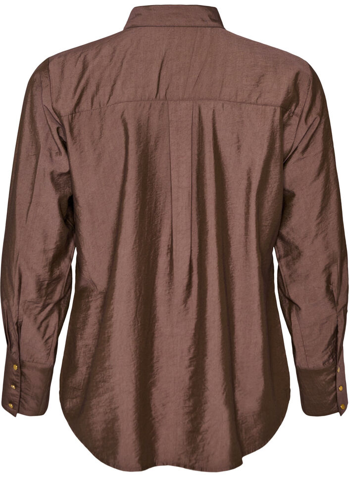 Viskoosipaita kultaisilla napeilla, Ruskea, Packshot image number 1