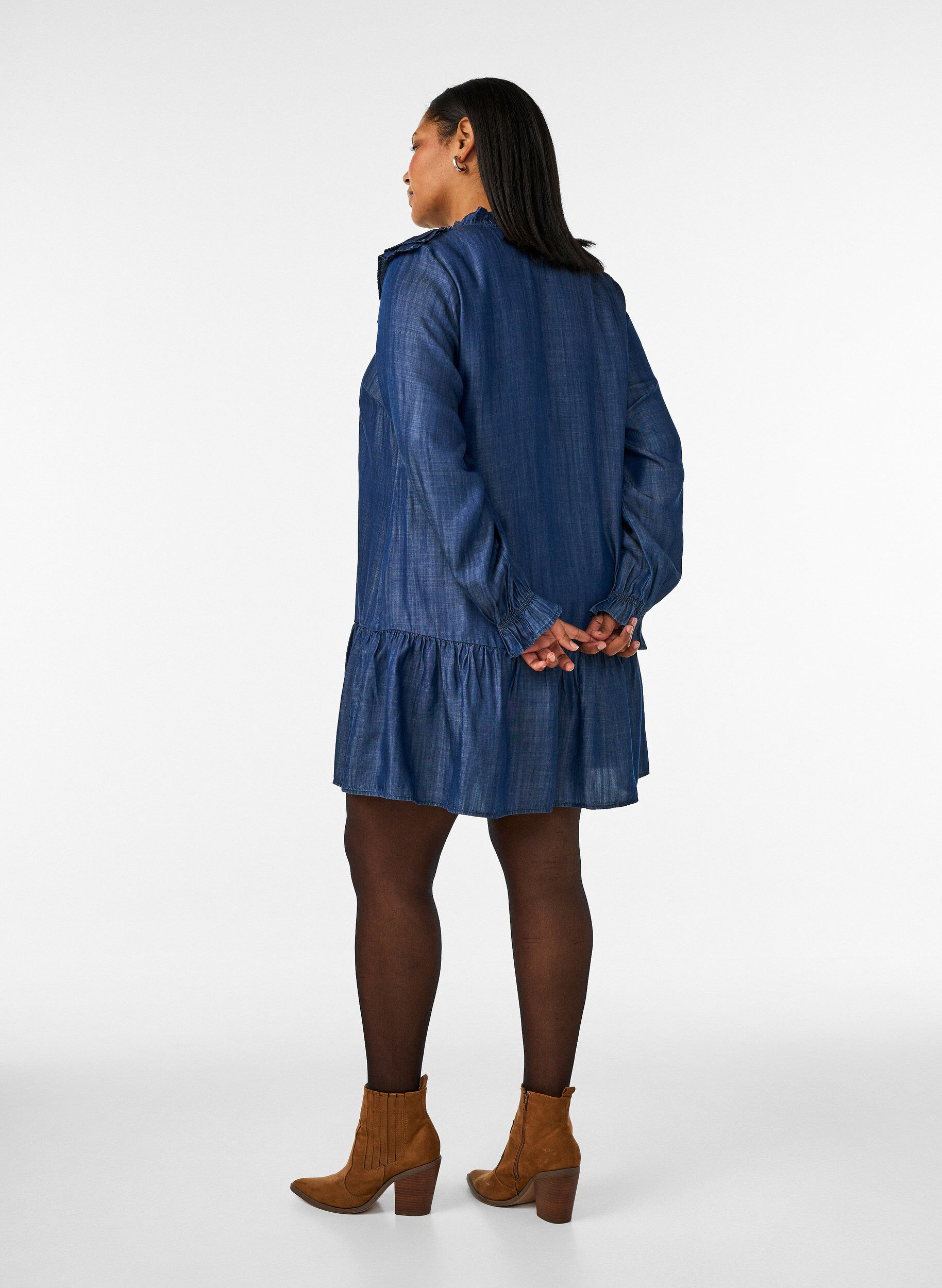 ZizziLyhyt farkkulook-mekko r&ouml;yhel&ouml;ill&auml;, Sininen, Model image number 2