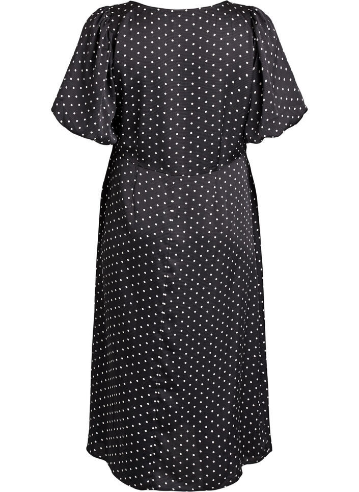 Midi-mekko pilkkukuosilla ja neli&ouml;p&auml;&auml;ntiell&auml;, Musta, Packshot image number 1