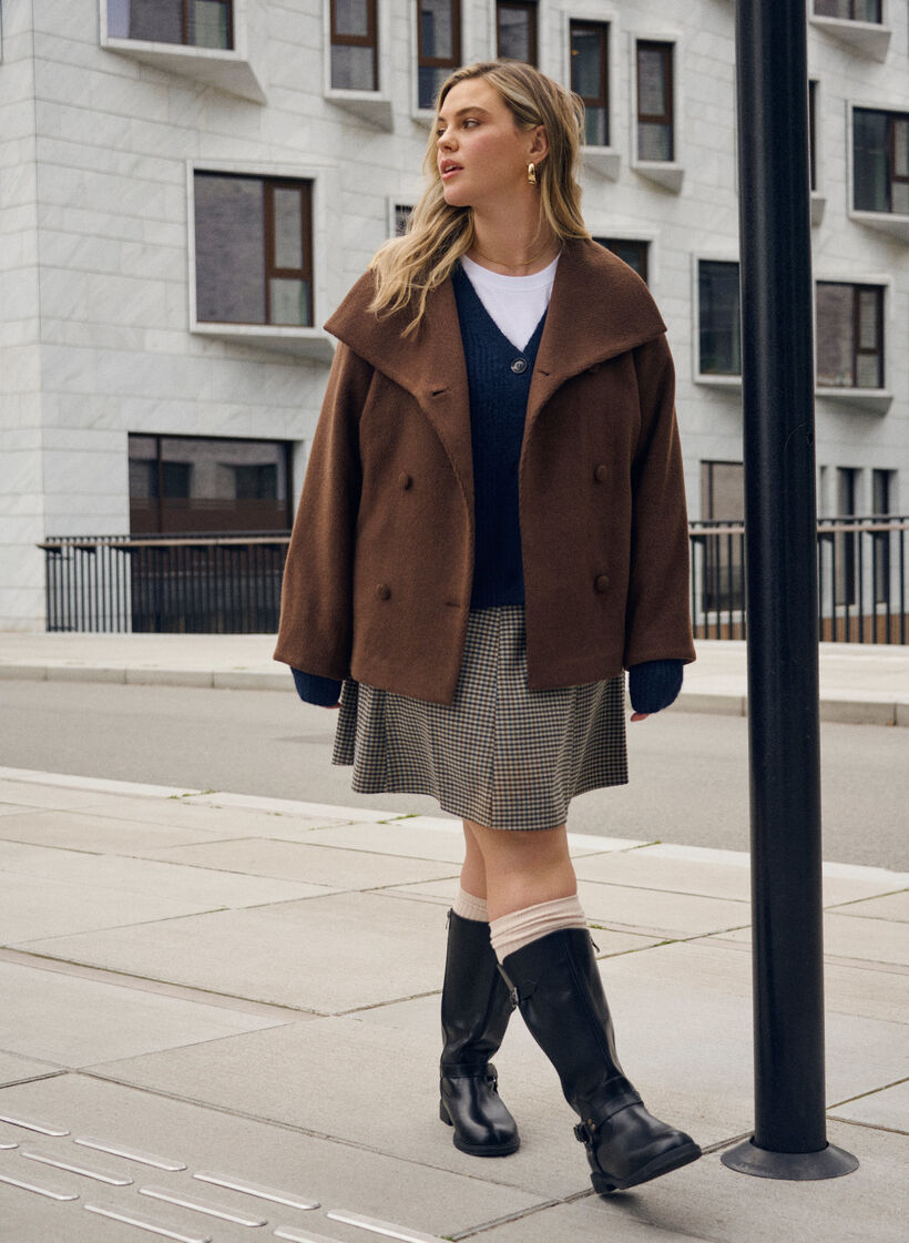 Lyhyt A-linjainen hame, Ruskea, Image image number 0