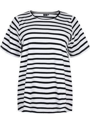 Raidallinen t-paita puuvillasta, Black Stripes, Packshot image number 0