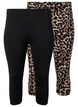 2 kpl 3/4-leggingsejä, Black / LEO AOP, Packshot image number 0