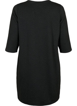 Pintakuvioitu mekko, jossa on 3/4 -hihat, Black, Packshot image number 1