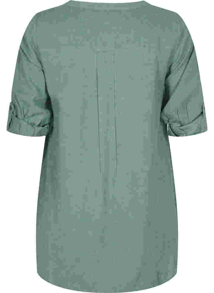 Pitkä paita 3/4-hihoilla ja v-aukolla, Balsam Green, Packshot image number 1