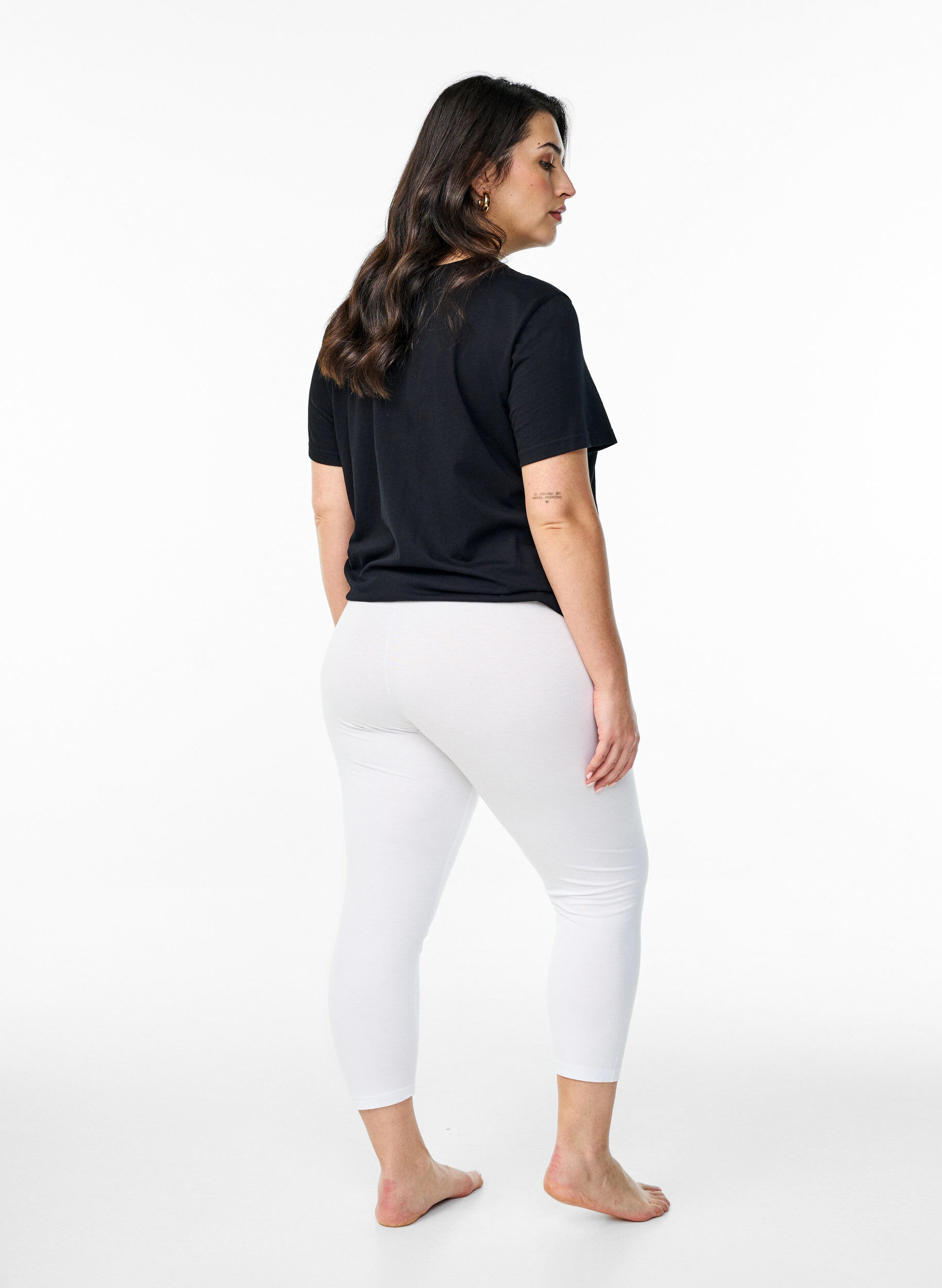 Zizzi3/4-pituiset viskoosileggingsit, Valkoinen, Model image number 2