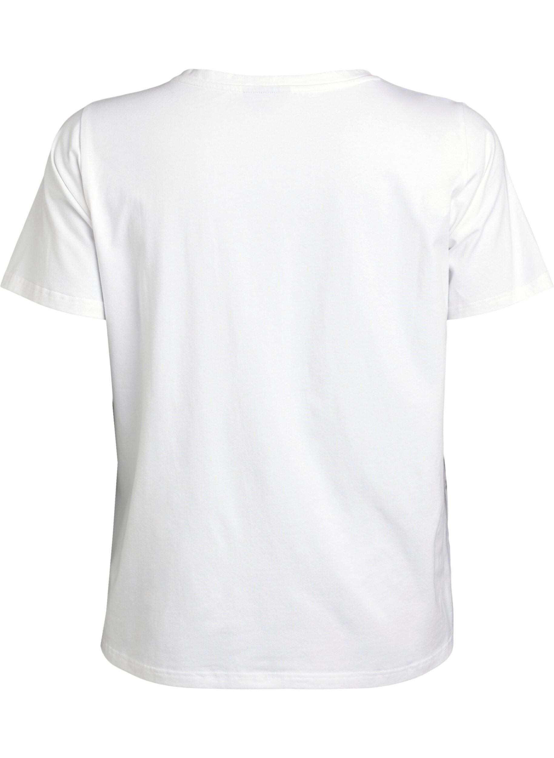 Zizzi T-paita luomupuuvillasta kukkaprintill&auml;, B. White w. Rose, Packshot image number 1