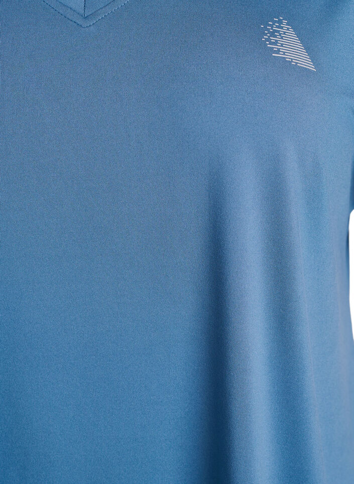 Lyhythihainen treeni-T-paita V-p&auml;&auml;ntiell&auml;, Sininen, Packshot image number 2