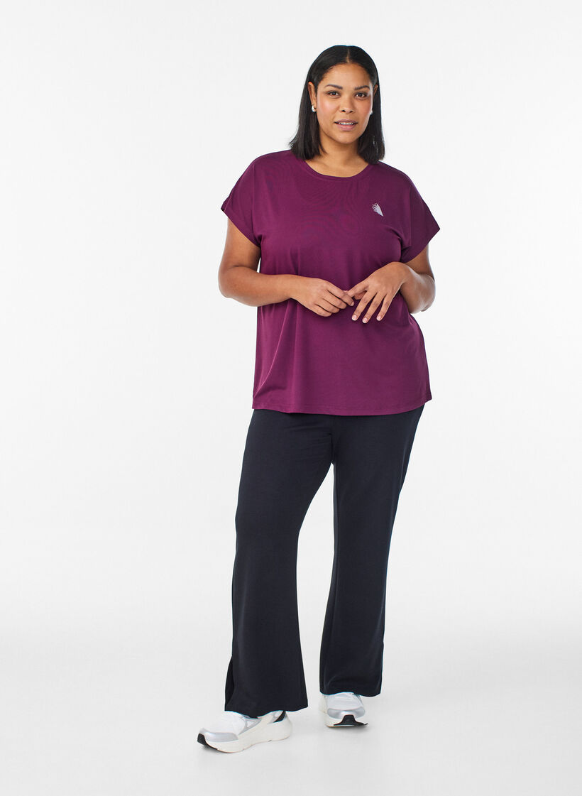 Yksiv&auml;rinen treeni-T-paita, Violetti, Model image number 1