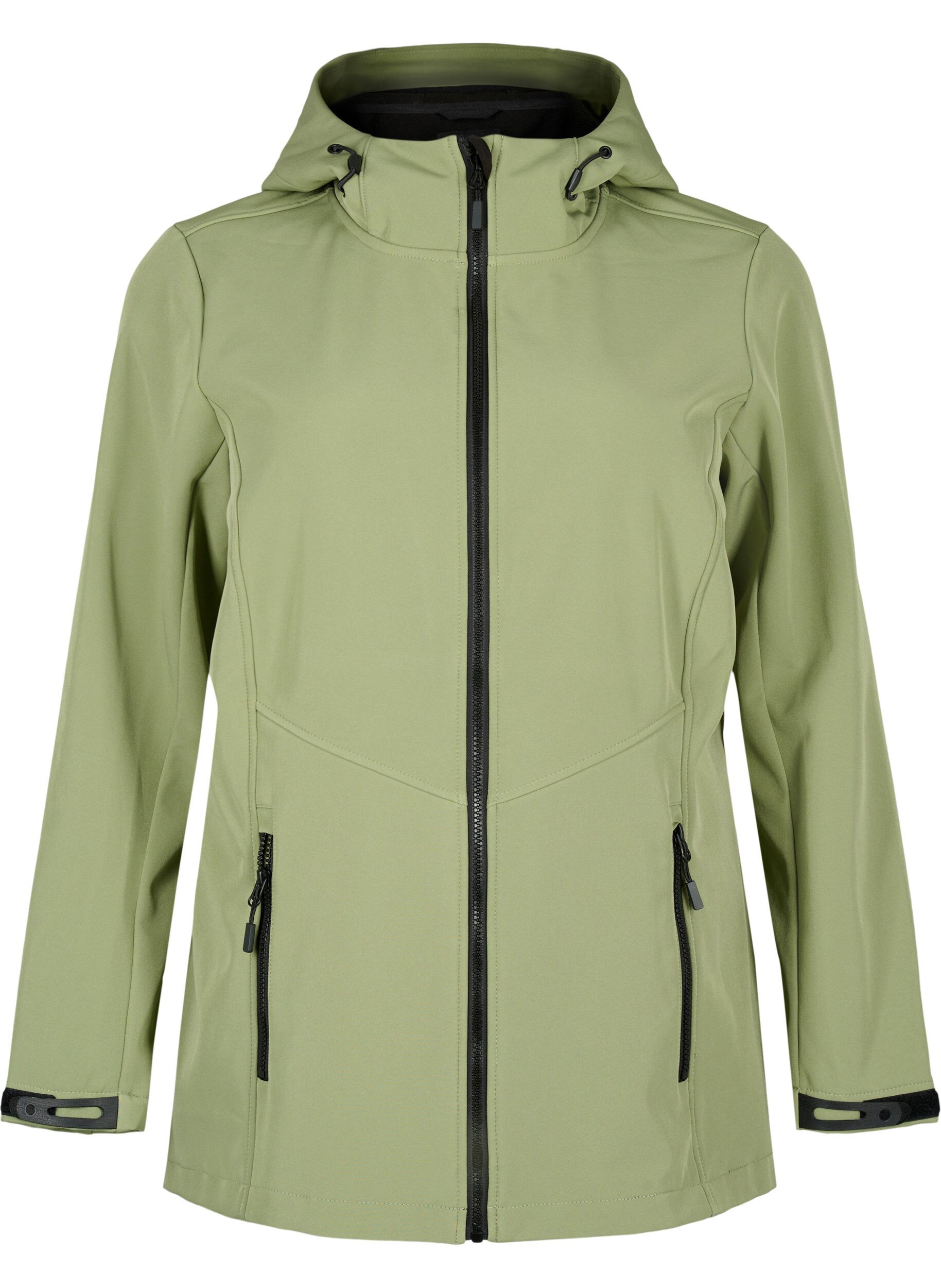 Zizzi Lyhyt softshell-takki, jossa on taskut, Oil Green, Packshot image number 0
