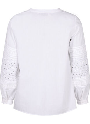 Pitkähihainen pusero koristeellisilla yksityiskohdilla, Bright White, Packshot image number 1