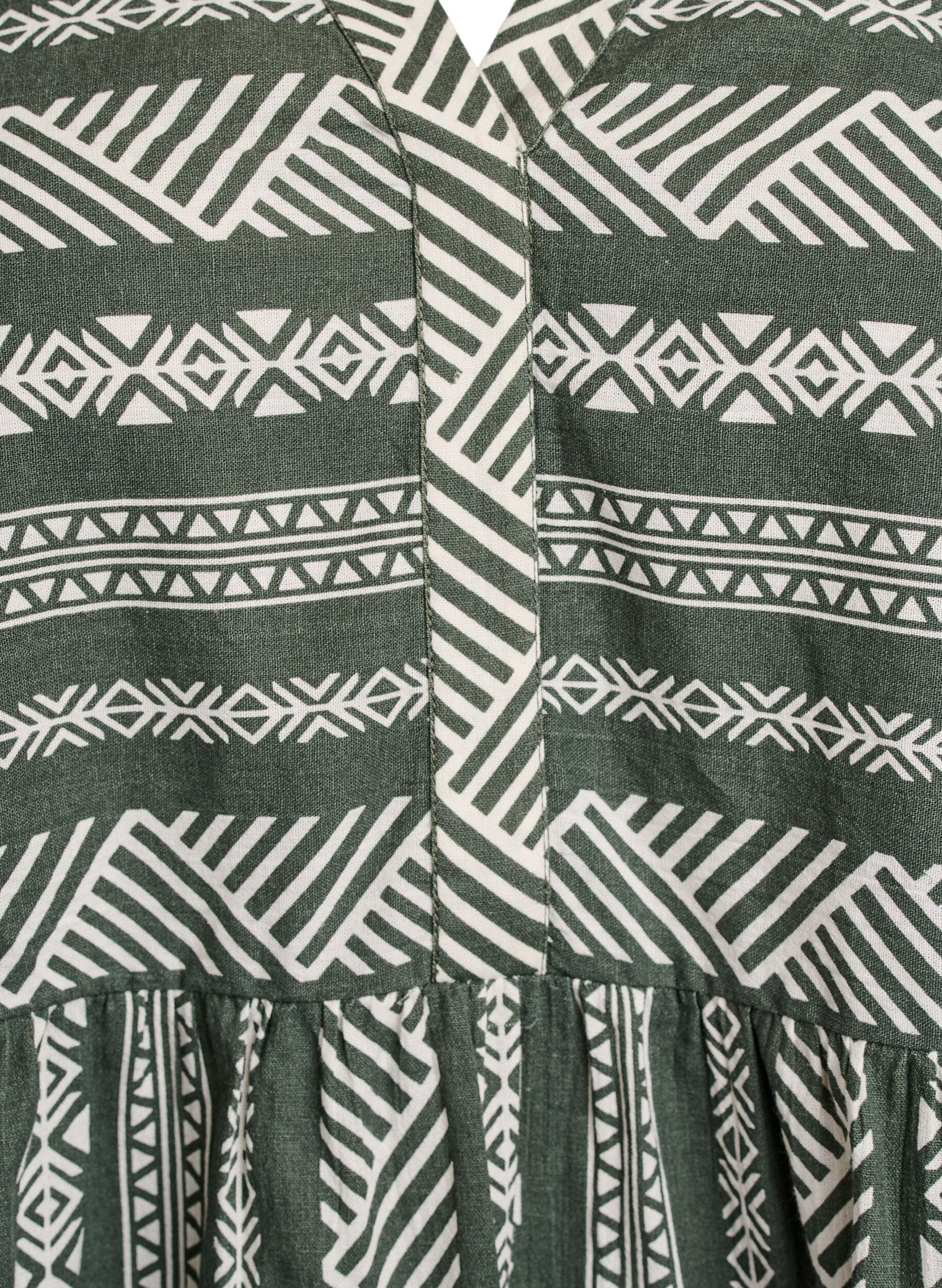 Zizzi Lyhyt mekko graafisella printill&auml; ja 3/4-hihoilla, Vihre&auml;, Packshot image number 2