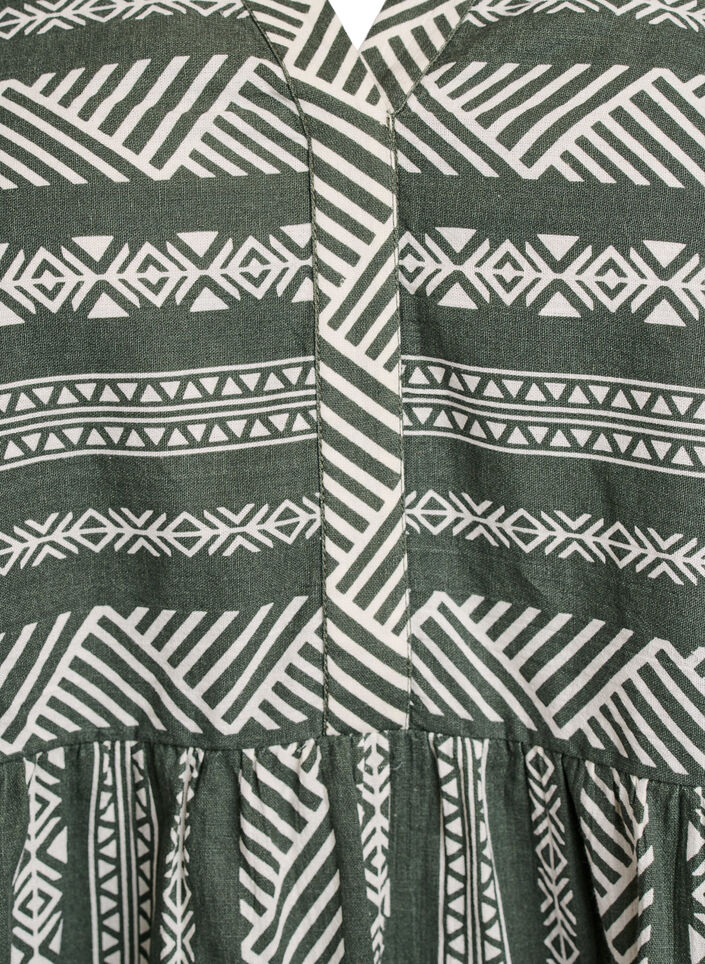 Lyhyt mekko graafisella printillä ja 3/4-hihoilla, Vihreä, Packshot image number 2