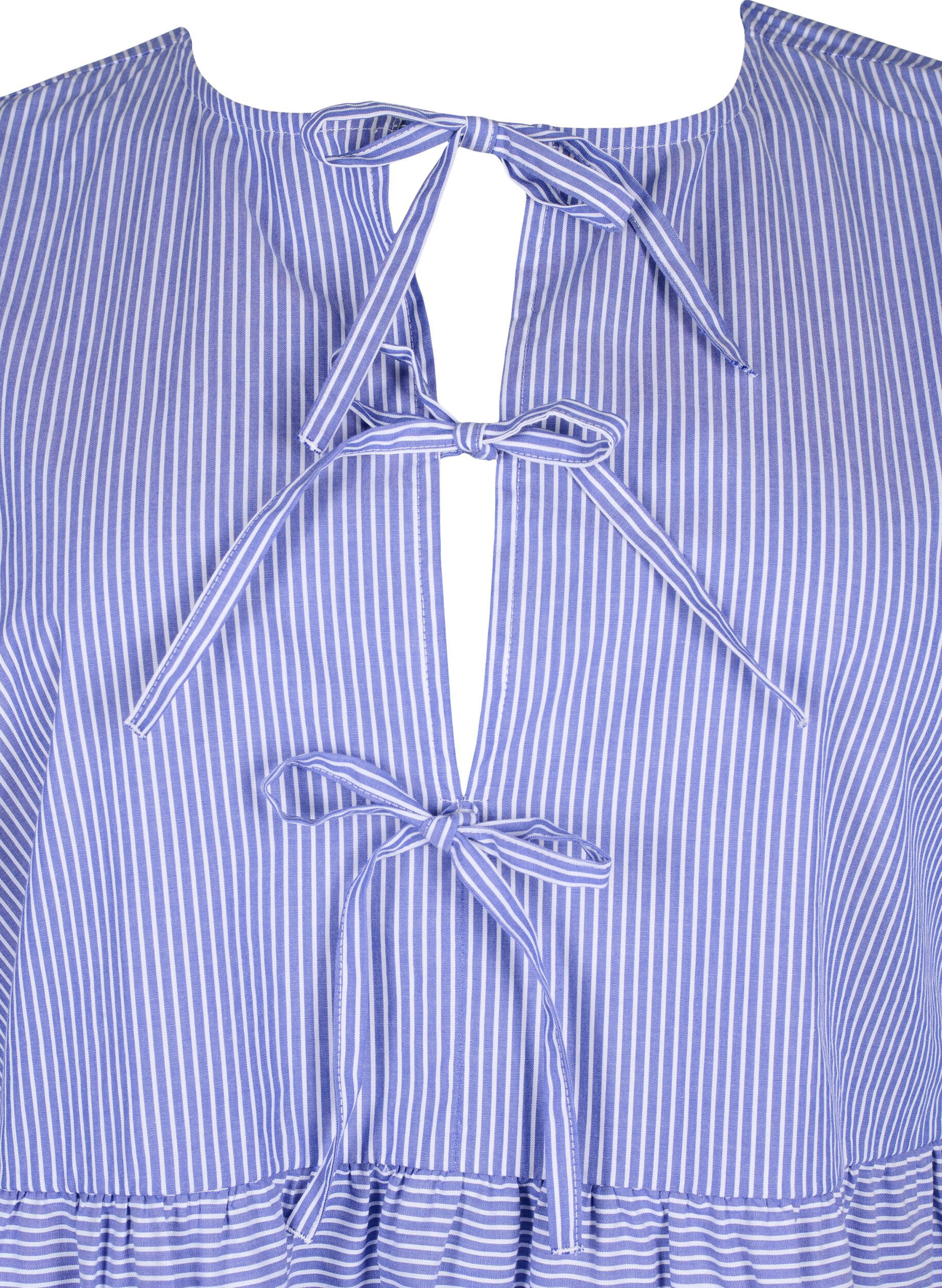 ZizziRaidallinen puuvillapusero rusettiyksityiskohdalla, Baja Blue Stripe, Packshot image number 2