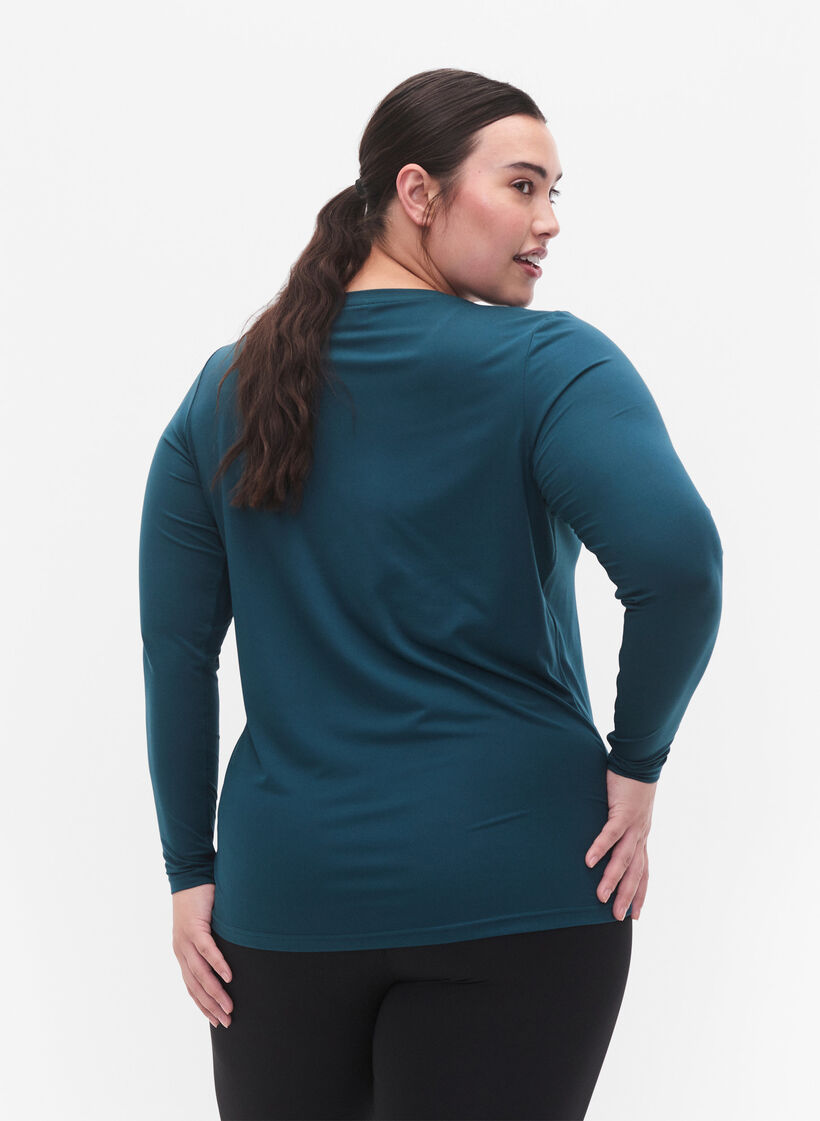 Pitkähihainen treenipaita, Deep Teal, Model image number 1