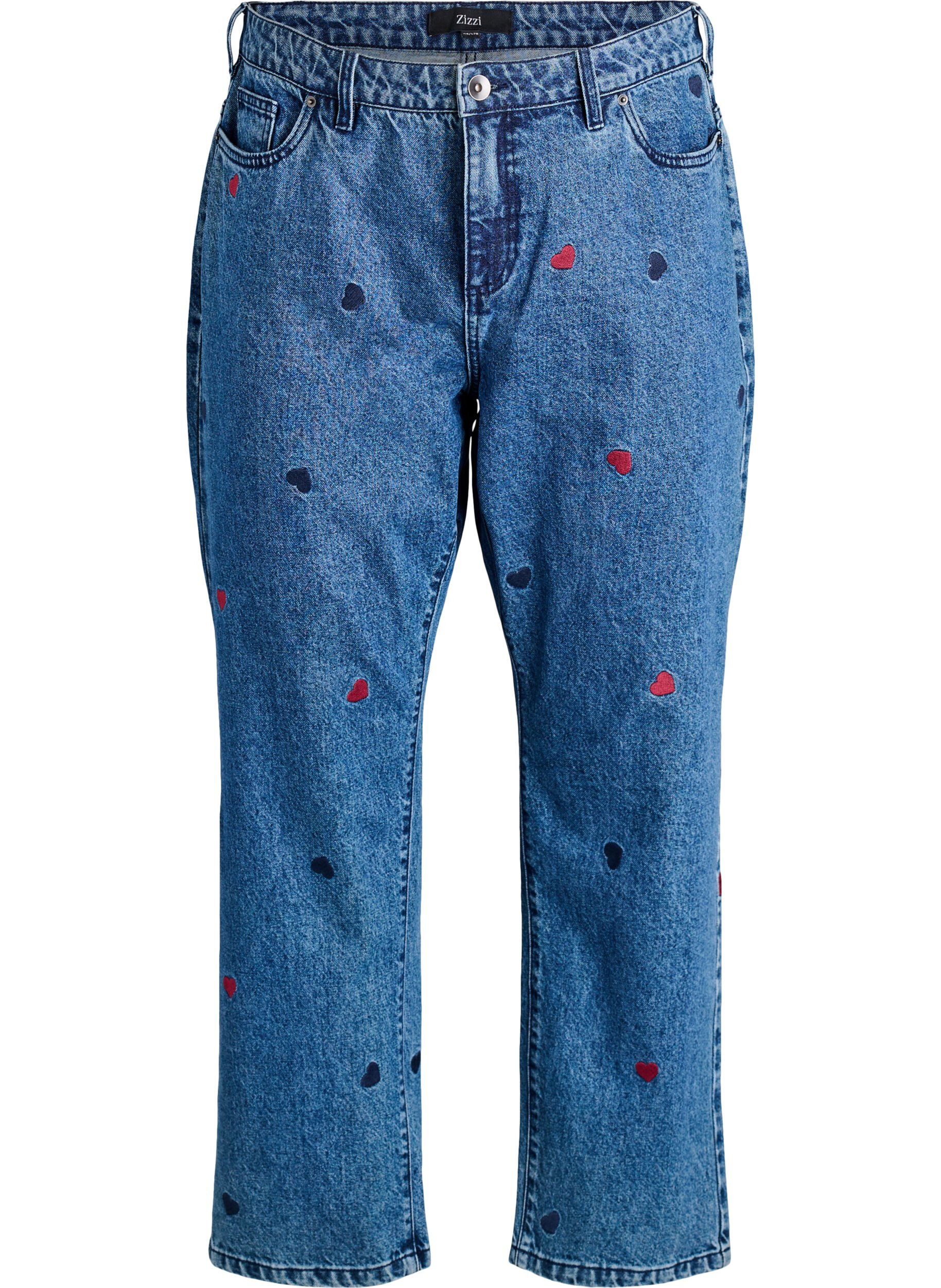 Gemma korkeat vy&ouml;t&auml;r&ouml;iset farkut kirjailuilla yksityiskohdilla